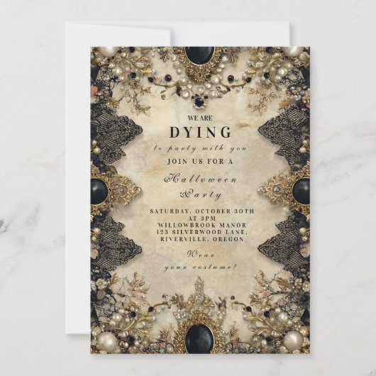 カメオ幽霊のよく出るゴシックのハロウィーン 招待状 (正面)