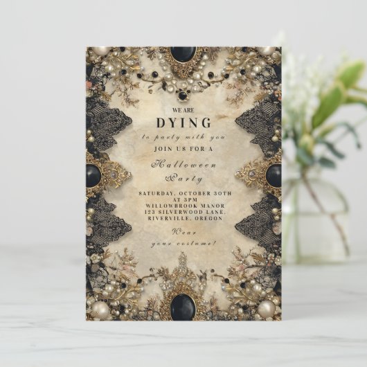 カメオ幽霊のよく出るゴシックのハロウィーン 招待状 (スタンド正面)