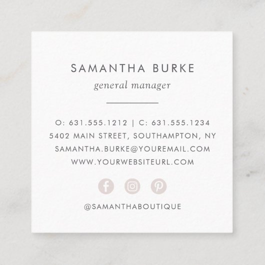 カメオ赤面パイナップル スクエア名刺 (裏面)