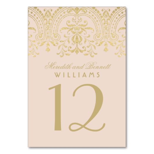 カメオ金ゴールドヴィンテージグラマー結婚ズ テーブルナンバー (裏面)