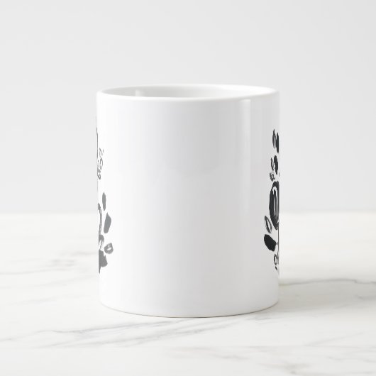 カメオ開花 – 白黒 ジャンボコーヒーマグカップ (正面)