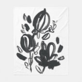 カメオ開花 – 白黒 フリースブランケット (正面)