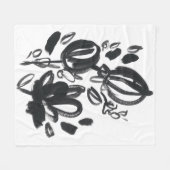 カメオ開花 – 白黒 フリースブランケット (正面(横))