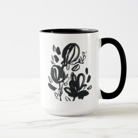 カメオ開花 – 白黒 マグカップ (右)