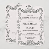 カメオ ピンク フレンチ ヴァイン フレーム ブライダル カップル シャワー 招待状 (正面/裏面)