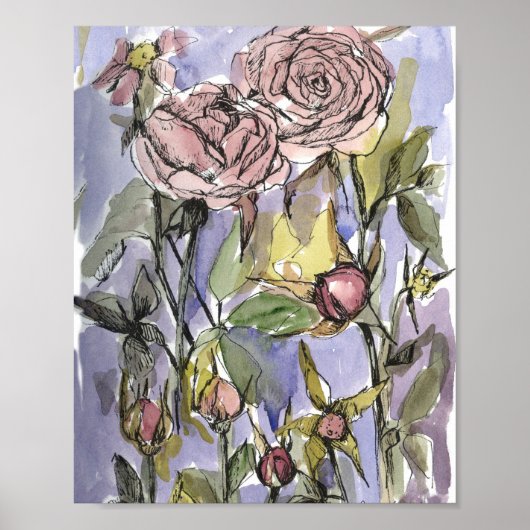 カメオ ローズ 冬の庭の花 絵画 ポスター (正面)