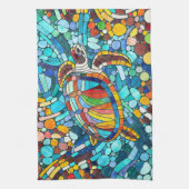 カメカラフルモザイク美術 キッチンタオル (縦)