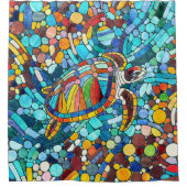 カメカラフルモザイク美術 シャワーカーテン (正面)