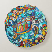 カメカラフルモザイク美術 ラウンドクッション (裏面)