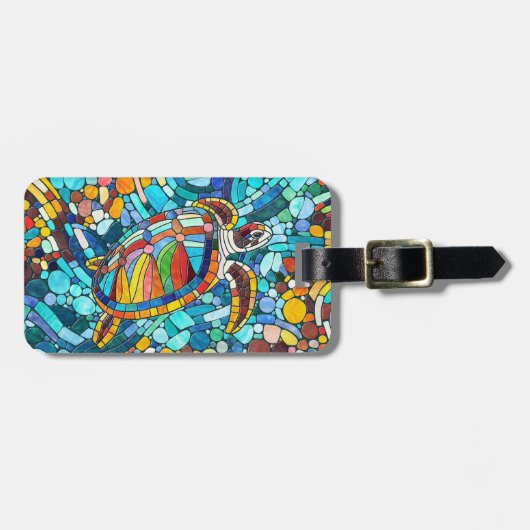 カメカラフルモザイク美術 ラゲッジタグ (正面横)