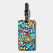 カメカラフルモザイク美術 ラゲッジタグ (正面縦)