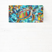 カメカラフルモザイク美術 横断幕 (インサイチュ)