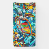 カメカラフルモザイク美術 横断幕 (縦)