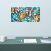 カメカラフルモザイク美術 横断幕 (トレードショー)