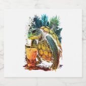 カメハワイアンウミガメのパイナップルアロハ スパークリングワインラベル (シングルラベル)