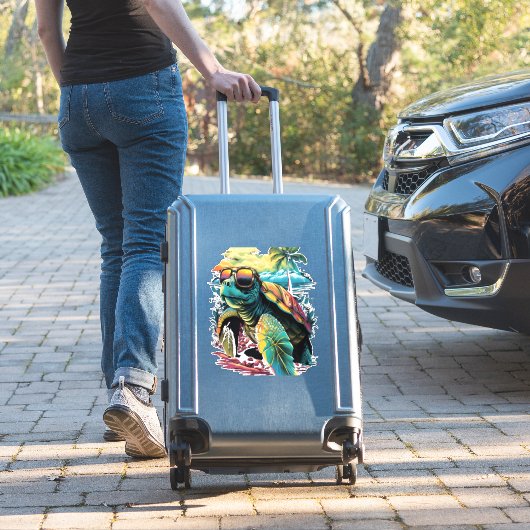 カメハワイアンシータートルズハワイビーチパーム シール (スーツケースインサイチュ)