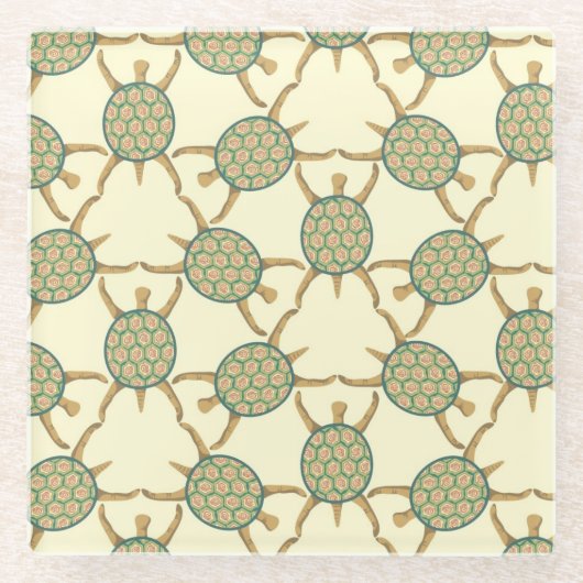 カメパターン ガラスコースター (正面)