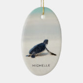 カメビーチの旅パーソナライズされた名 |自然 セラミックオーナメント (右)