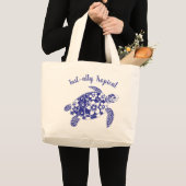 カメビーチトートブルー ラージトートバッグ (正面(商品))