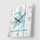 カメビーチハウスウッドルックウォールクロック スクエア壁時計 (傾斜)