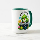 カメラおもしろいに座るソングバード マグカップ (正面右)