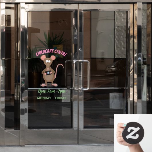 カメラおもしろいマンガイラストレーション付きネズミ ウィンドウサイン (オフィスドア)