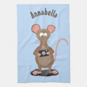 カメラおもしろいマンガイラストレーション付きネズミ キッチンタオル (縦)