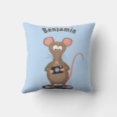 カメラおもしろいマンガイラストレーション付きネズミ クッション (裏面)