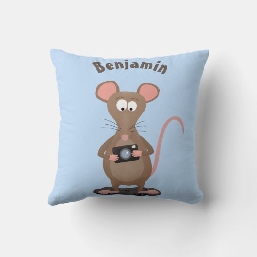 カメラおもしろいマンガイラストレーション付きネズミ クッション (裏面)