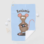 カメラおもしろいマンガイラストレーション付きネズミ ゴルフタオル (インサイチュ)