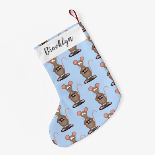 カメラおもしろいマンガイラストレーション付きネズミ スモールクリスマスストッキング (裏面 (吊り時))