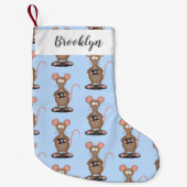 カメラおもしろいマンガイラストレーション付きネズミ スモールクリスマスストッキング (正面)