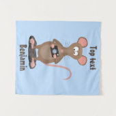 カメラおもしろいマンガイラストレーション付きネズミ タペストリー (正面(横))