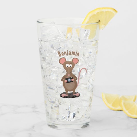 カメラおもしろいマンガイラストレーション付きネズミ タンブラーグラス (アイス裏面)