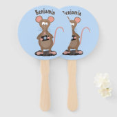 カメラおもしろいマンガイラストレーション付きネズミ ハンドファン (正面&裏面)