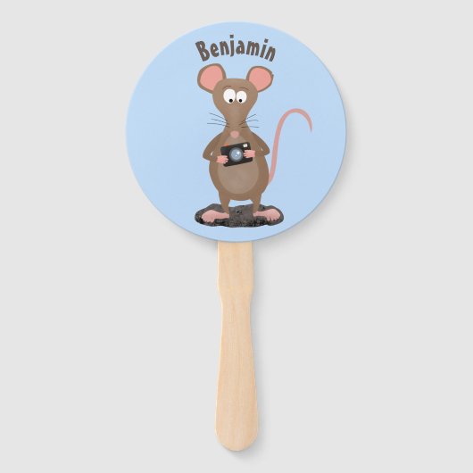 カメラおもしろいマンガイラストレーション付きネズミ ハンドファン (正面)