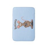 カメラおもしろいマンガイラストレーション付きネズミ バスマット (正面縦)