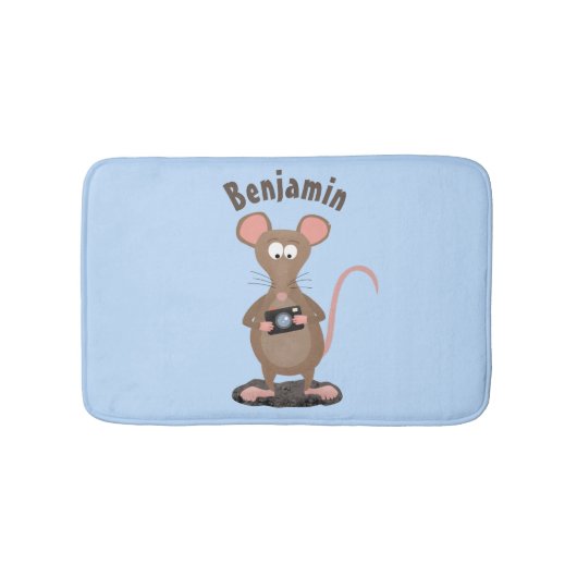 カメラおもしろいマンガイラストレーション付きネズミ バスマット (正面)