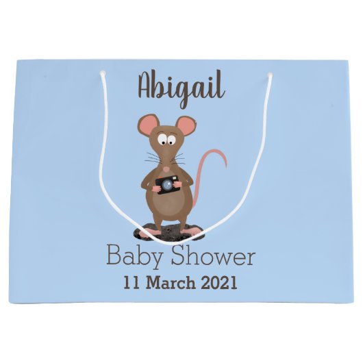 カメラおもしろいマンガイラストレーション付きネズミ ラージペーパーバッグ (正面)