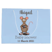 カメラおもしろいマンガイラストレーション付きネズミ ラージペーパーバッグ (裏面)