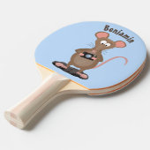 カメラおもしろいマンガイラストレーション付きネズミ 卓球ラケット (正面アングル)