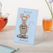 カメラおもしろいマンガイラストレーション付きネズミ 台座サイン (インサイチュ)