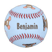 カメラおもしろいマンガイラストレーション付きネズミ 野球ボール (裏面)