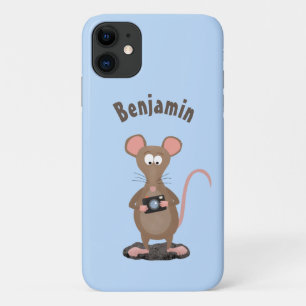 カメラおもしろいマンガイラストレーション付きネズミ iPhone 11 ケース