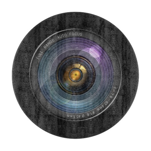 カメラおもしろいレンズ丸 カッティングボード (正面)