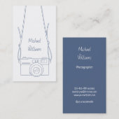 カメラおよび吊り鎖の輪郭のカメラマンの垂直 名刺 (正面/裏面)