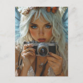 カメラで愛らしいそばかすの妖精 ポストカード (正面)