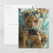 カメラで愛らしい妖精 ポストカード (正面/裏面)