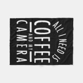 カメラとコーヒー - おもしろい写真引用符 写真 フリースブランケット (正面(横))
