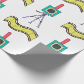 カメラとフィルムストリップを使用したシームレスなパターン ラッピングペーパー (角)